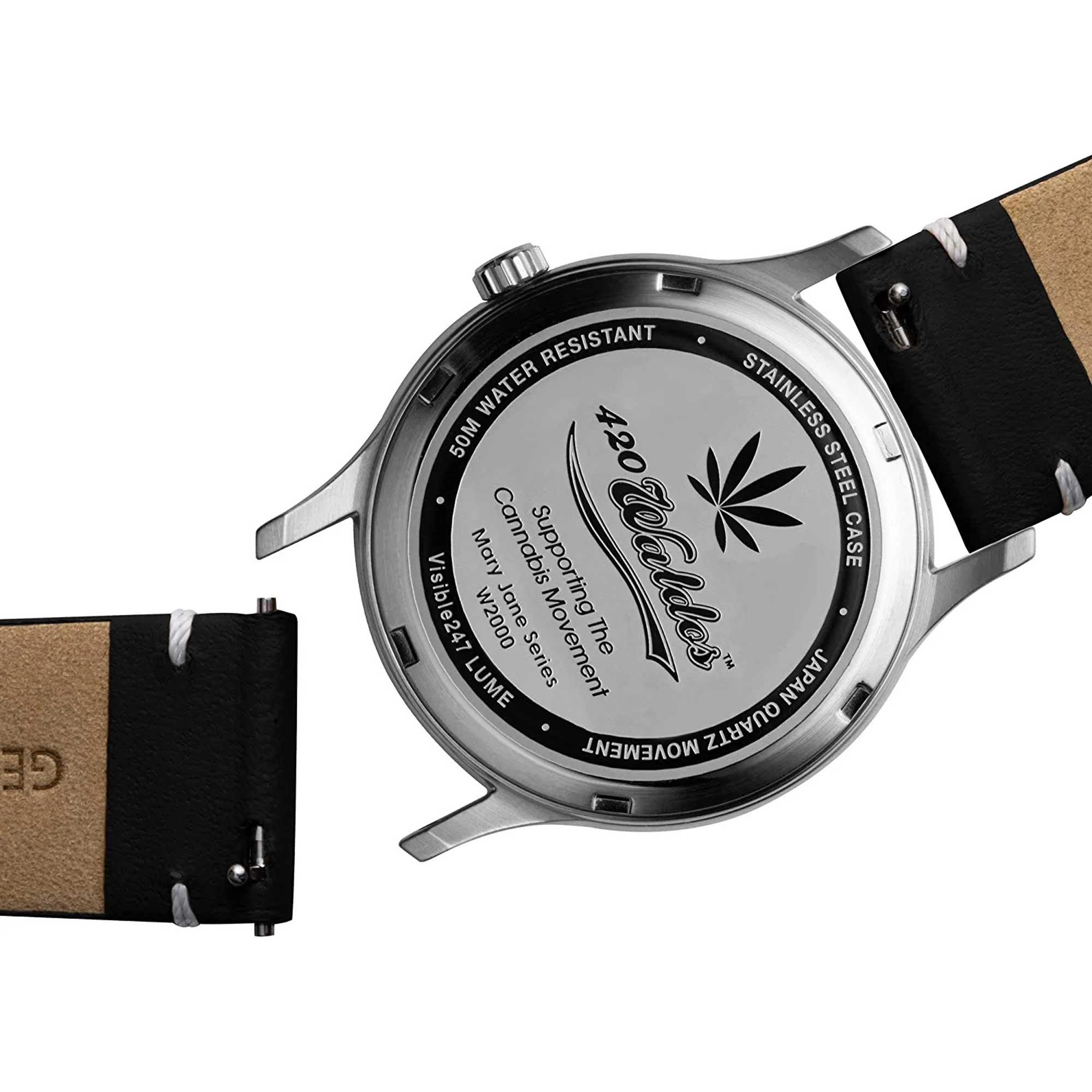 420Waldos Women's Quartz Watch - Mary Jane Yellow Dial Genuine Leather Strap | W2008
