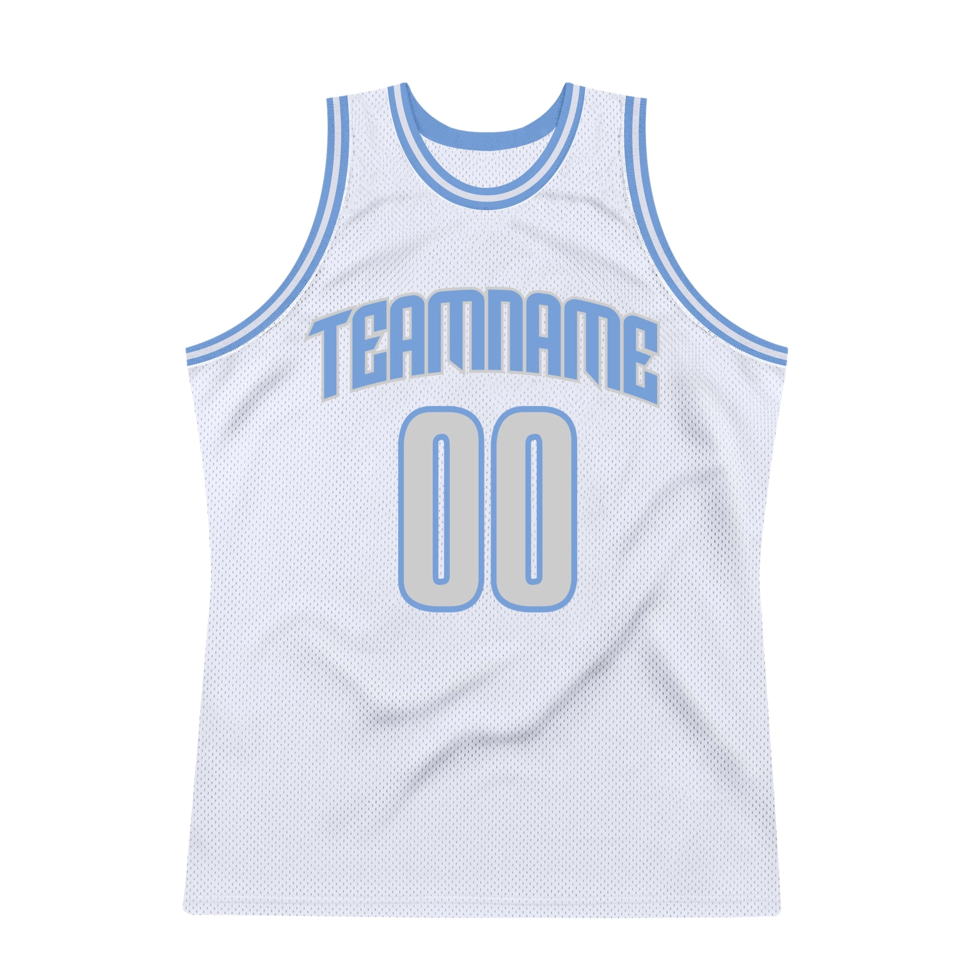 Custom White Light Gray-Light Blue Authentic Throwback Basketball Jersey