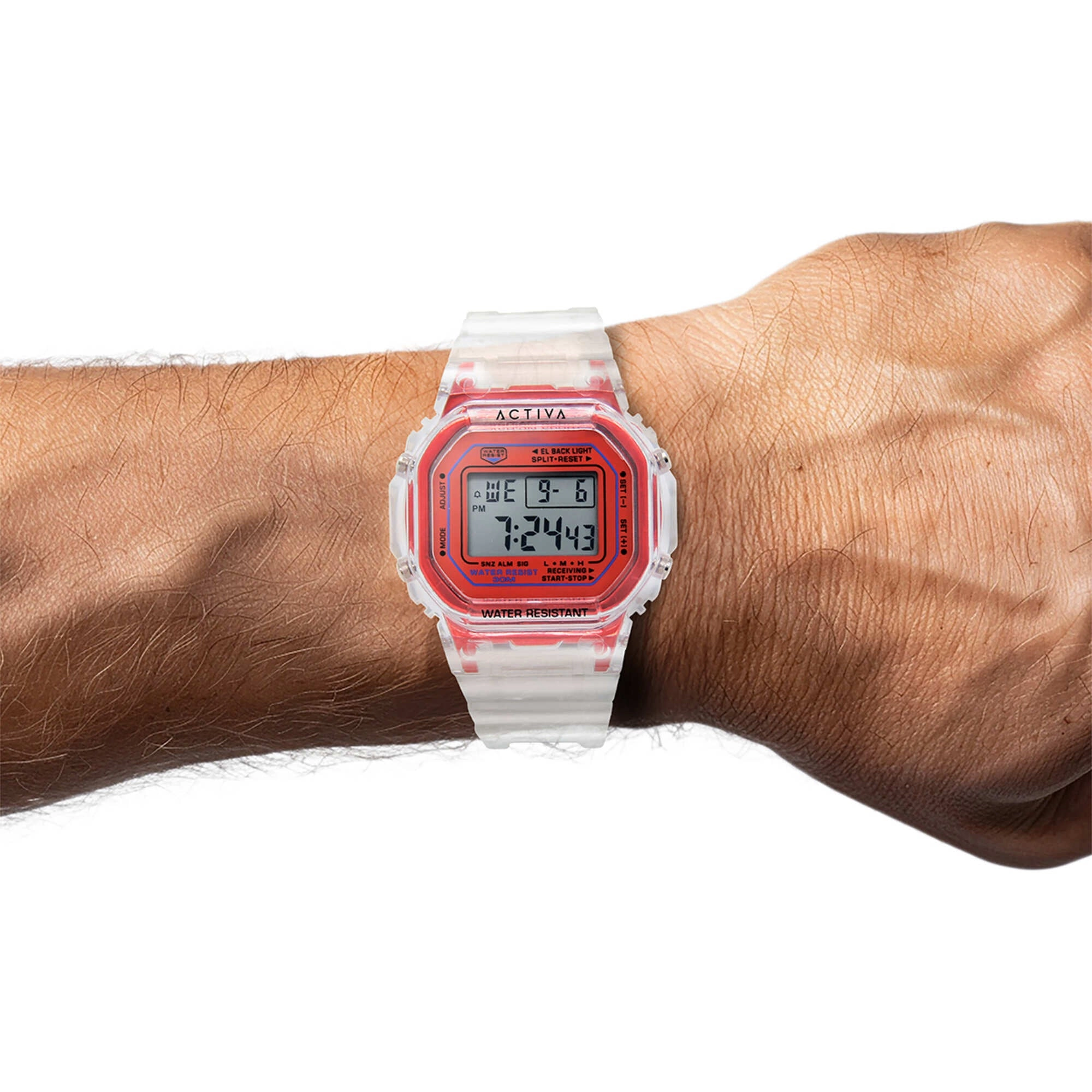 Invicta Unisex Watch - Activa Digital Red Dial Transparent Strap | ACW424-009