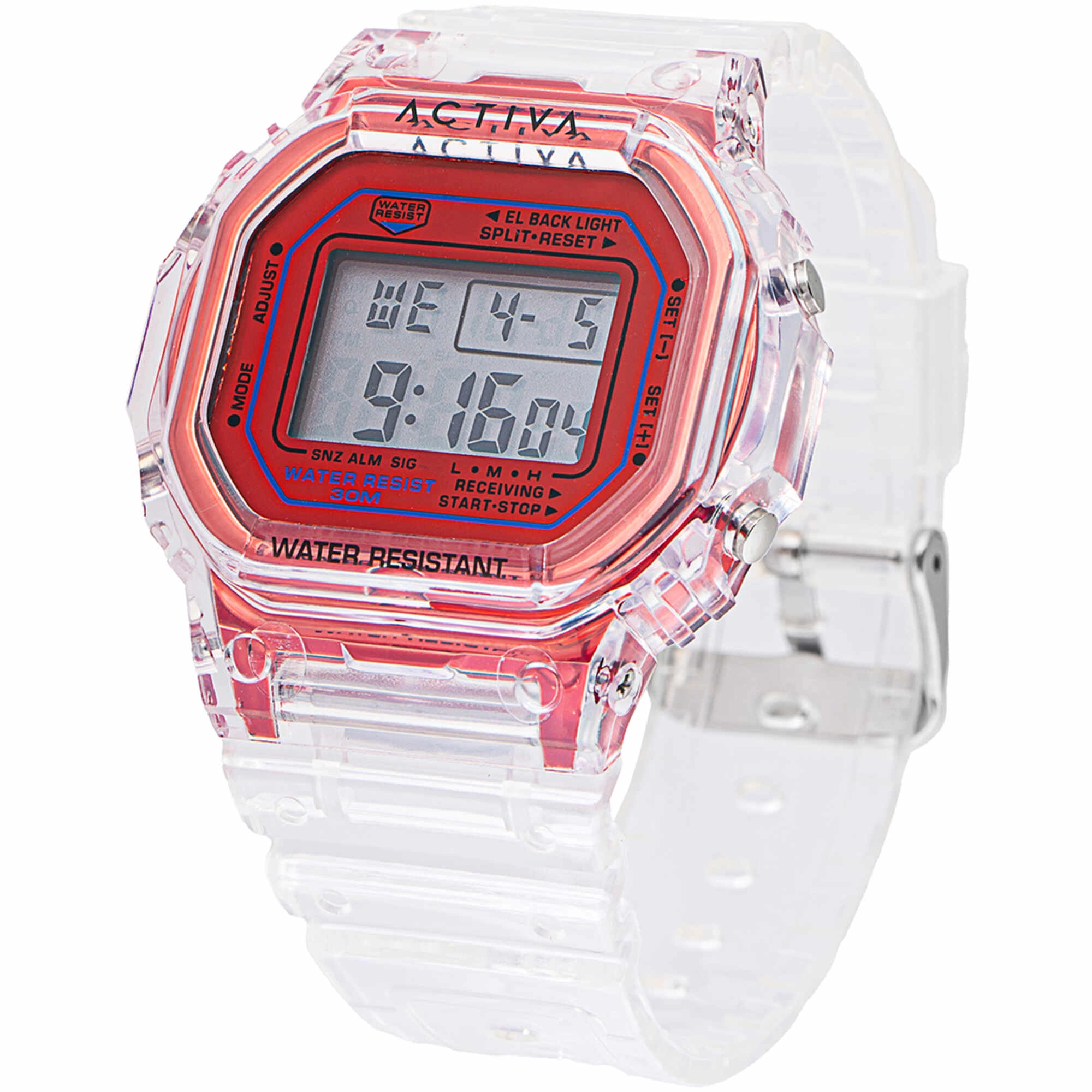 Invicta Unisex Watch - Activa Digital Red Dial Transparent Strap | ACW424-009