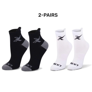 LxsGo ACTIVE Ankle Sport Compression Running Socks for Men & Women 2 Pairs Black & White