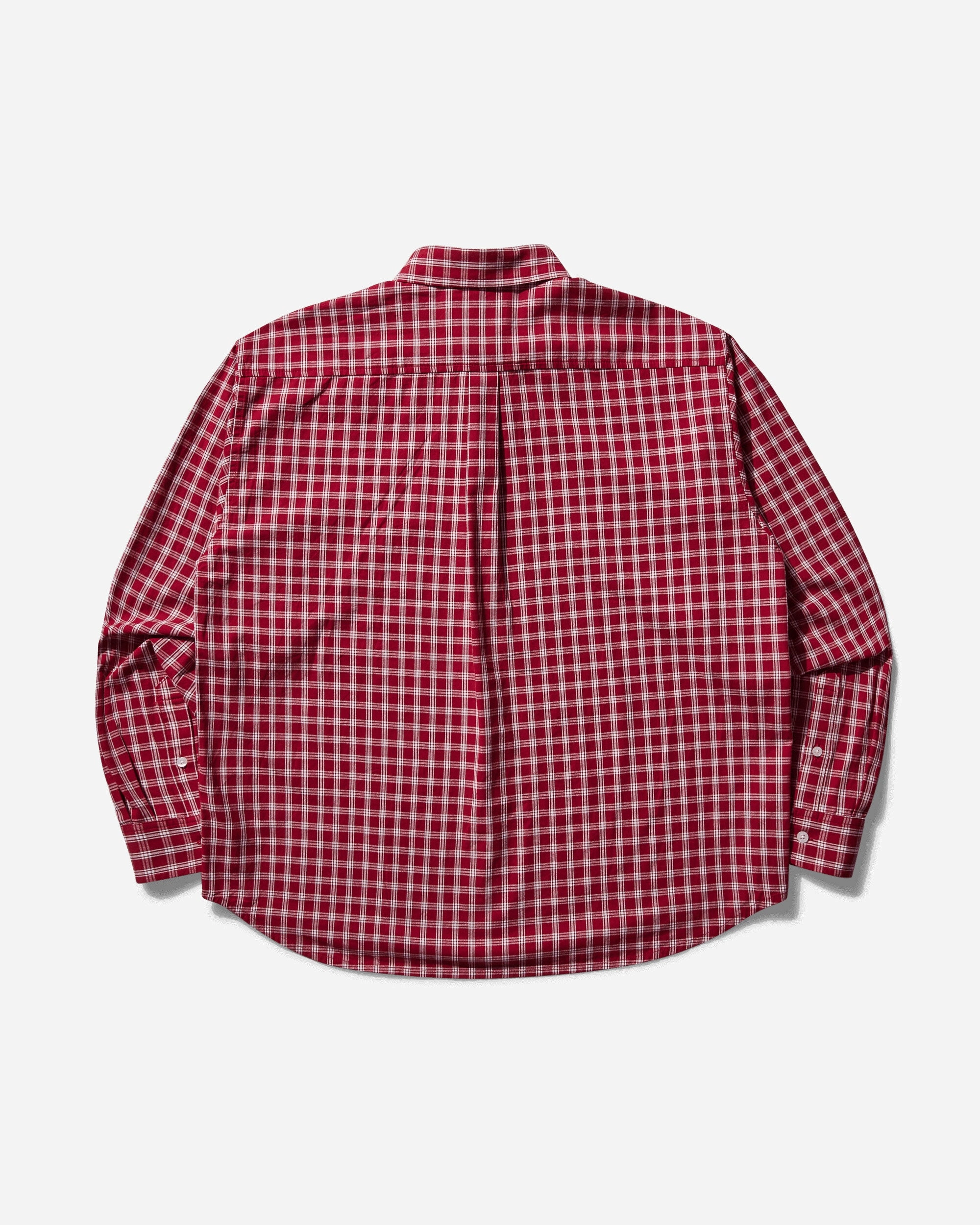 Men's Patch Logo Plaid Shirt Burgundy